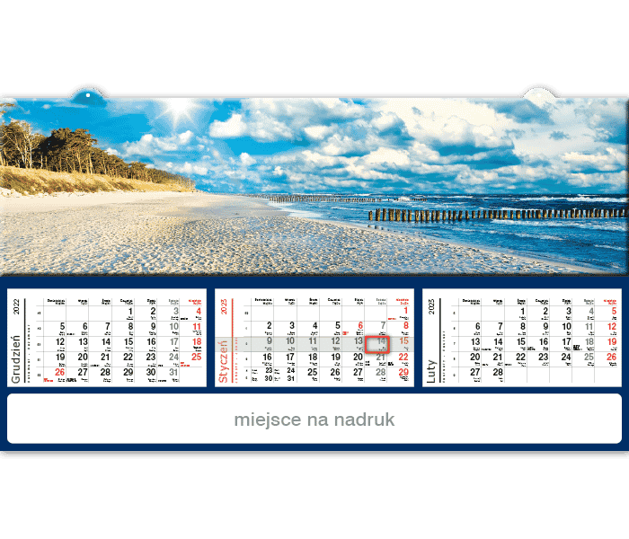 Kalendarz trójdzielny panoramiczny Bałtyk